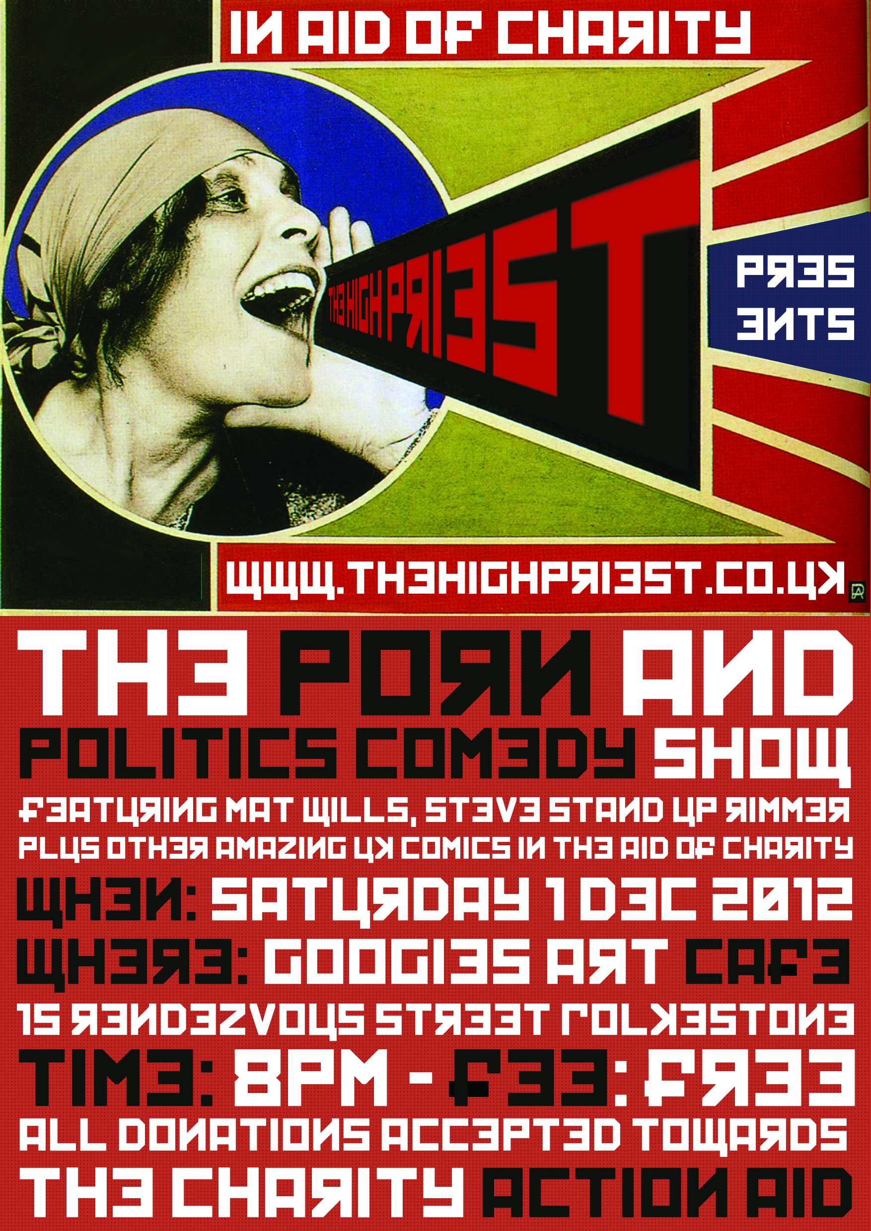 The High Priest 'Porn and Politics' comedy gig show poster
